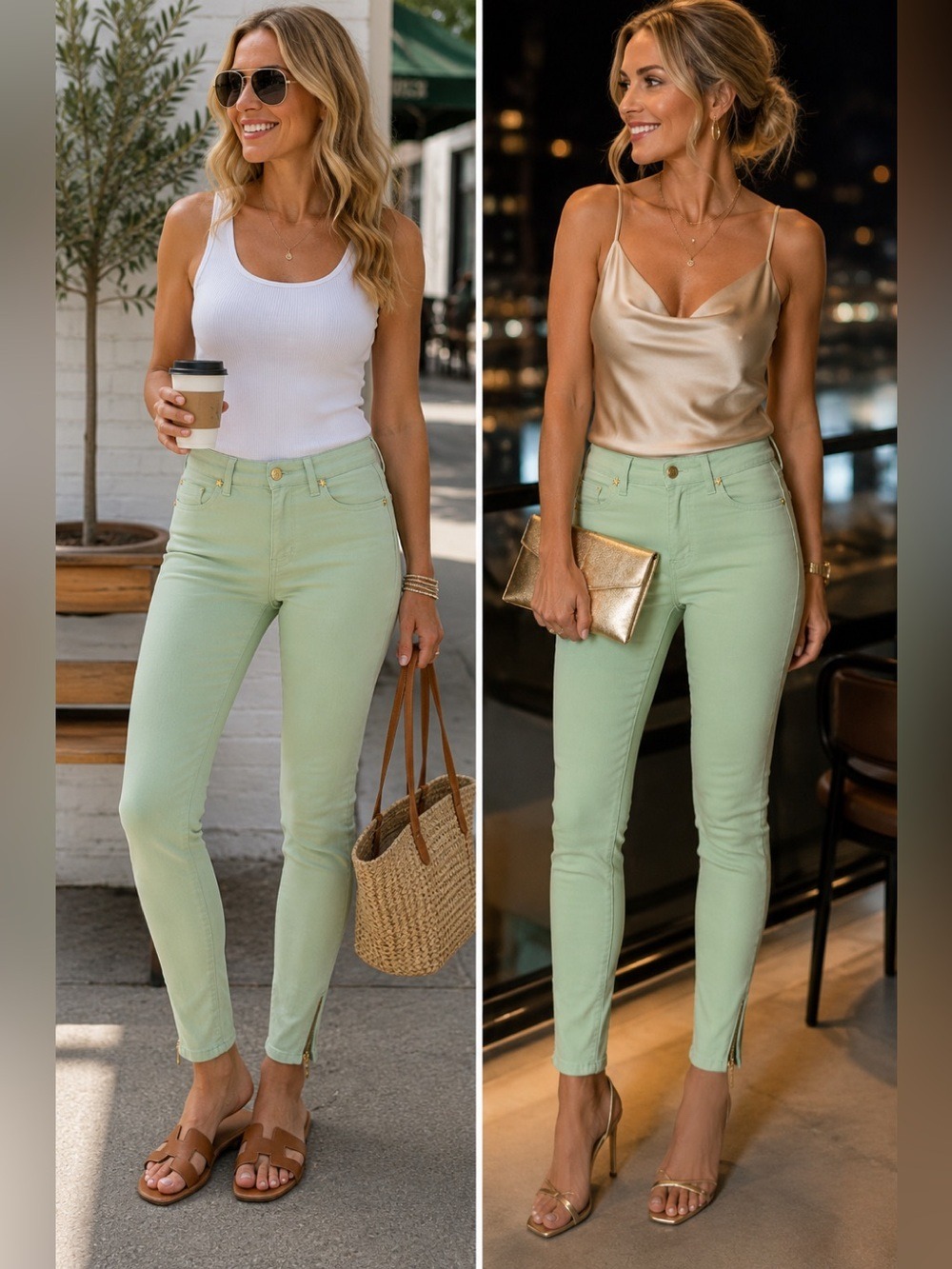 Versace for riachuelo pastel mint green slim fit denim jean skinny pants 40
